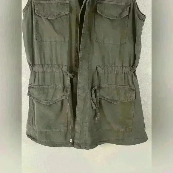 Mossimo Olive Green Button Down Utility Cargo Vest Pockets Medium - Picture 3 of 10